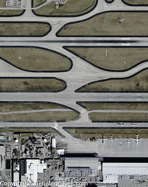 Aerial Photograph Airport Infrastructure Adjacent To Runways And