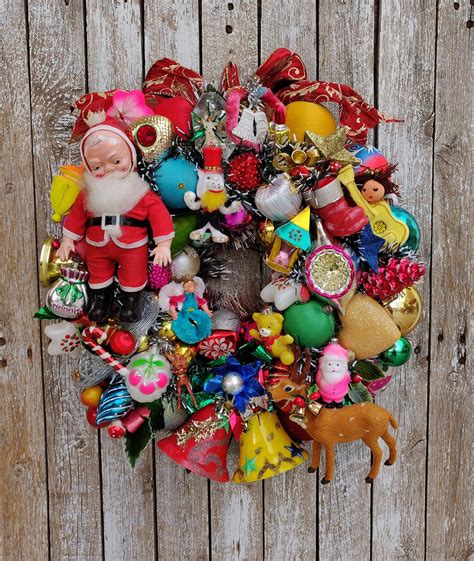 These fun vintage christmas decorations are part of kurt adler's early years collection at macy's. Christmas Wreaths for Front Door Vintage Christmas | Etsy ...