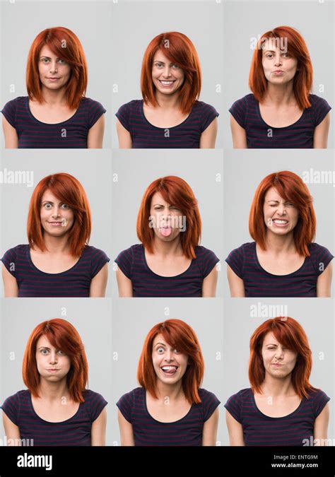 Young Woman Making Facial Expressions Stock Photo Alamy