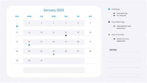2023 Key Dates Calendar Powerpoint Template
