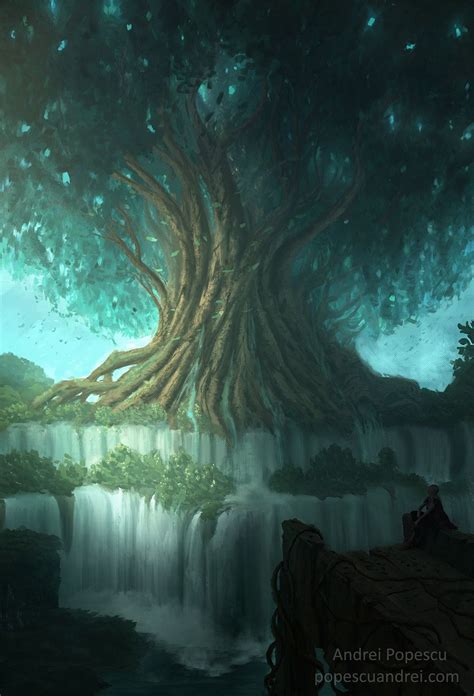 The Great Tree By Andrei Popescu Fantasy Art Landscapes Fantasy