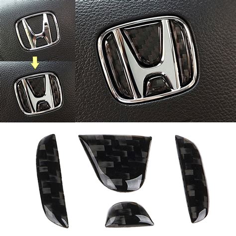 Real Carbon Fiber Steering Wheel Honda Logo Emblem Cover Decal Sticker