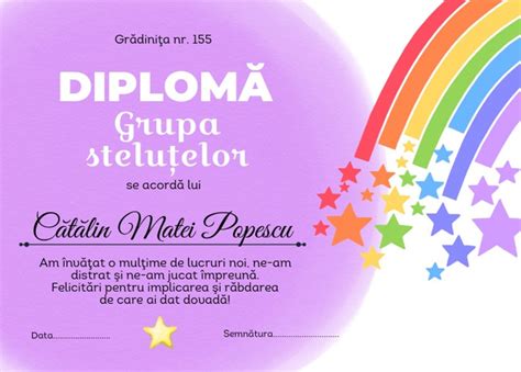 Diploma De Gradinita Pentru Grupa Stelutelor