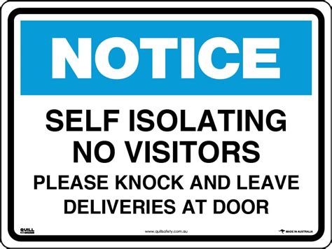 Notice Signs Self Isolating No Visitors Please Knock And Leave Deliv