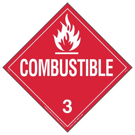Combustible 10 3 4 In Label Wd DOT Container Placard 19TZ87 19TZ87