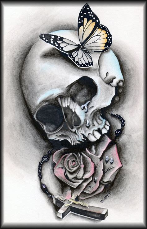 Skull Butterfly Tattoo Design Skull Art Print Skull Butterfly Tattoo