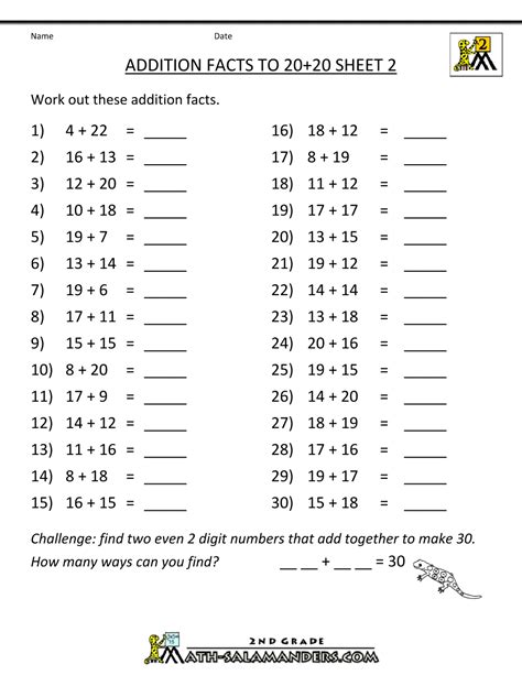 Download Math Worksheets Grade 2 Addition Images The Math