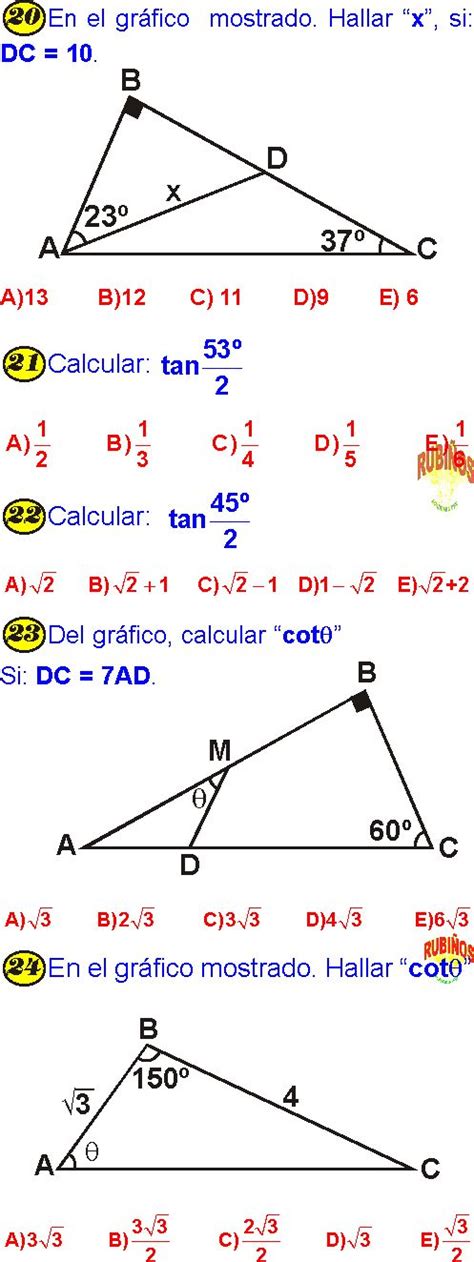 Ejemplos De Funciones Trigonometricas En Triangulos Rectangulos Halos