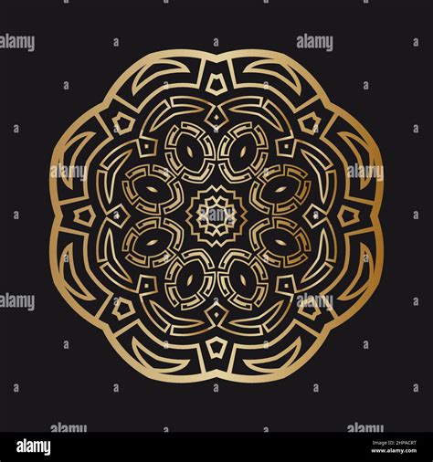 Golden Oriental Mandala On A Black Background Vector Illustration
