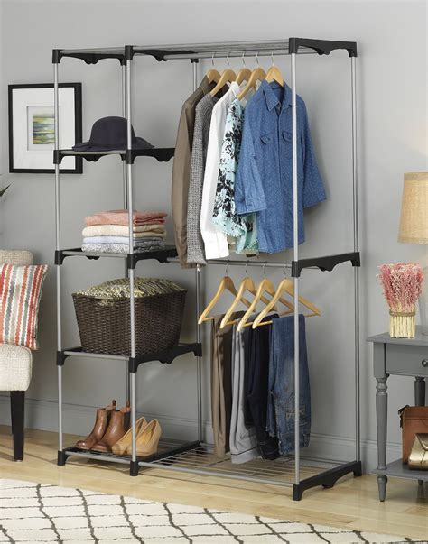 The ideal closet rod height really depends on how you plan on organizing this key storage space. Whitmor Double Rod Freestanding Closet | Home Design Ideas