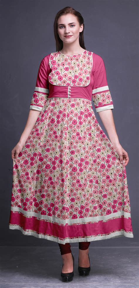 Bimba Artistic Floral Anarkali Dress Long Indian Kurti Chic Style Kurta Fl 223f Ebay