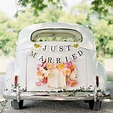 Buy JUST MARRIED Banner Car Decorations, Gold Glitter Just Married Sign ...