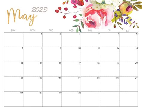 Cute May 2023 Calendar Pink Designs Floral Wall Calendar