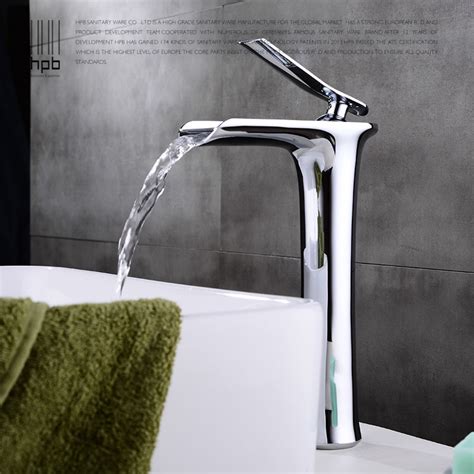 Bathroom tall glass waterfall basin faucet mixer taps chrome finish single hole. HPB New Arrival Tall Waterfall Bathroom Basin Faucet Sink ...