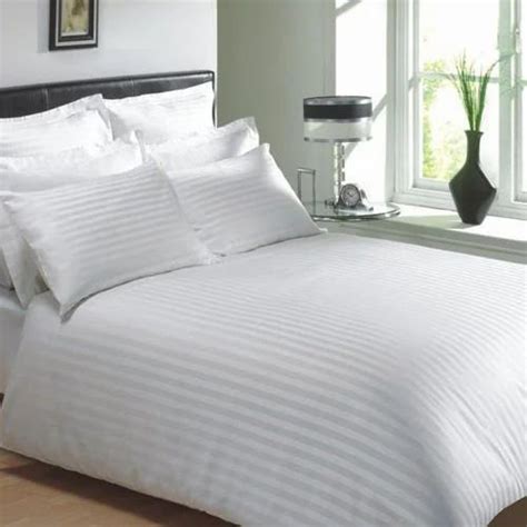 Size Double Cotton White Satin Stripe Bed Sheets For Hotel At Rs 499