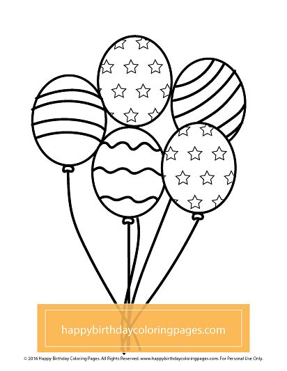 Happy Birthday Balloons Coloring Page 020