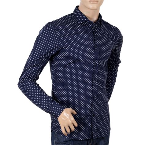 Scotch And Soda Mens Shirts In Navy Blue With Slim Fit