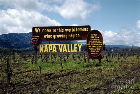 Entrance Signage To Napa Valley Wine Region 1963 Photograph By Wernher