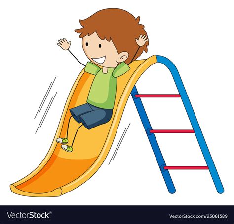 Doodle Boy Playing Slide Royalty Free Vector Image