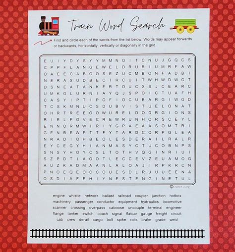 Train Printable Word Search Transportation Word Puzzle Party Etsy