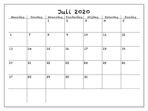 2020 Juli Kalender Zum Ausdrucken Pdf Excel Word Druckbarer 2020