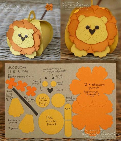 Lion En Boite P Paper Punch Art Punch Art Cards Paper Projects