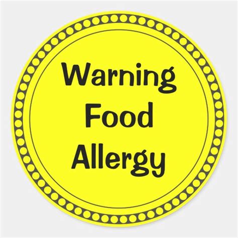 Warning Food Allergy Classic Round Sticker