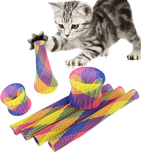 Globaldream Cat Flexible Tube Toy 18 Pcs Colorful Spring Cat Toy Nylon