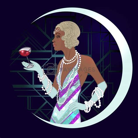 royalty free vector retro fashion glamour girl of twenties african american woman vector