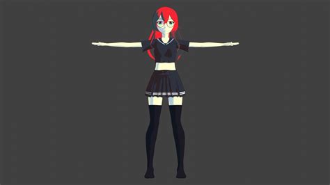 3d Model Anime Girl Vr Ar Low Poly Cgtrader
