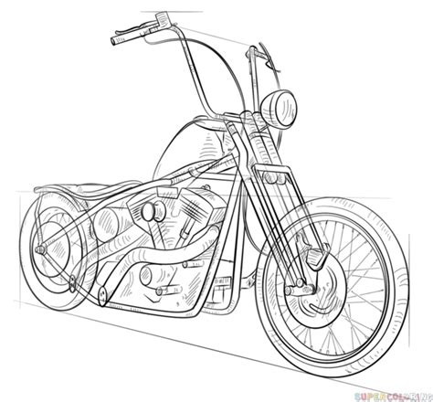 How To Draw A Chopper Bike Step By Step Drawing Tutorials