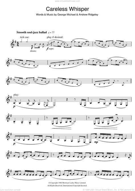 Careless Whisper Sheet Music For Clarinet Solo Pdf