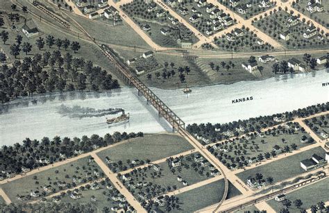 Historic Old Map Shows Birds Eye View Of Lawrence Ks In 1880