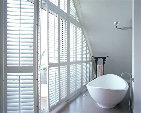 Choose between full height shutters, which cover the entire window, or, if only the lower part of the window needs to be dressed, consider café style shutters. Bathroom Shutters | Bathroom Window Shutters | Designer ...