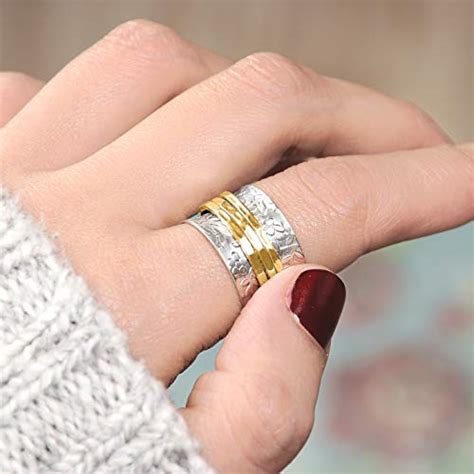 Boho Magic 925 Sterling Silver Spinner Flowers Ring For Women With 3