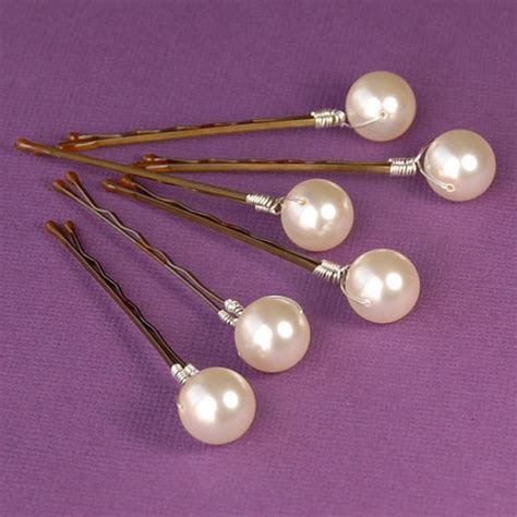 Large Pearl Bobby Pins 12 Mm Ivory Pearls On Bronze Pins Set