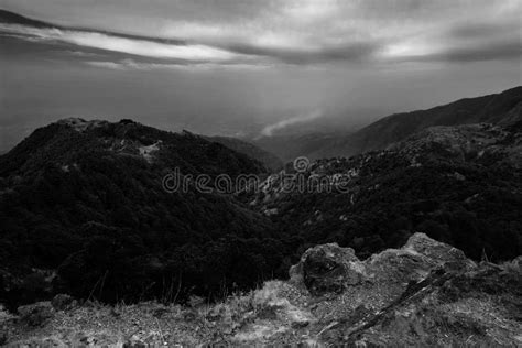 Mountain Valley With Dark Clouds Stock Photo Image Of Contrast