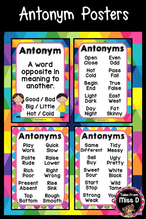 Antonyms are defined as words of the same category of parts of speech which have contrasting meaning,e.g. Help students develop their vocabulary by displaying these ...
