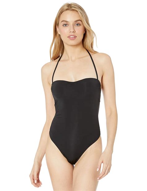 bcbgmaxazria synthetic bcbg one piece sweetheart neckline solid color swimsuit in black save