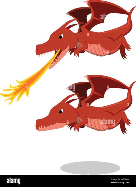 Dragón Rojo Furioso Con Aliento De Fuego Diseño Vectorial De Dibujos