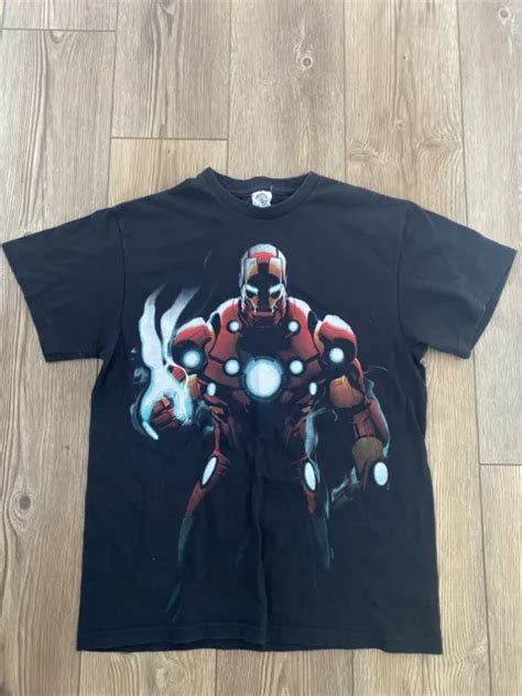 Vtg Iron Man T Shirt Mens Adult Black Marvel Tee Y2k Graphic 2000s