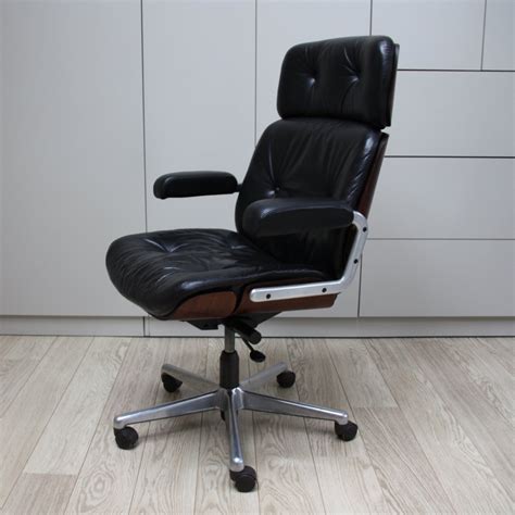 Black Leather Giroflex Swivel Office Chair By Martin Stoll 