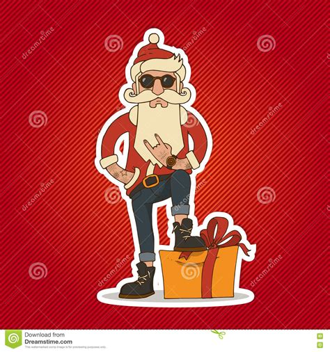 Hipster Santa Claus Vector Illustration Stock Vector Illustration Of