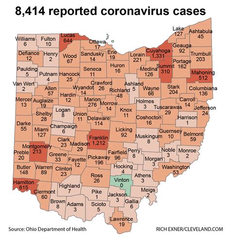 Change in last 24 hours. Mapping Ohio's 8,414 coronavirus cases, Thursday's updates ...