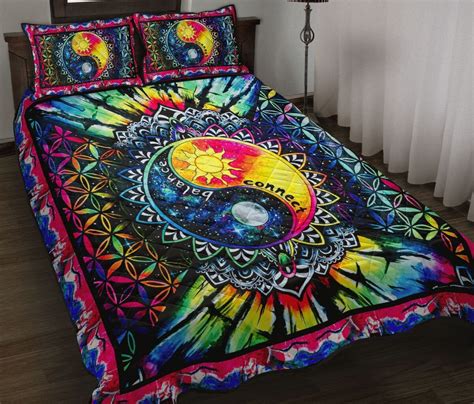 Love Hippie Quilt Bed Set Hippie Bedding Set Cool Gift For Etsy