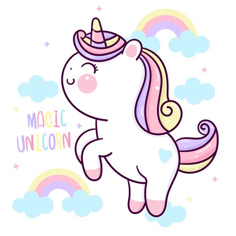 Flat Unicorn Fairy Cartoon Pony Child Stock Vector Royalty Free