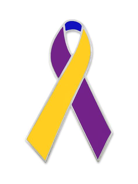 Pinmarts Bladder Cancer Awareness Blue Purple And Yellow Ribbon Lapel