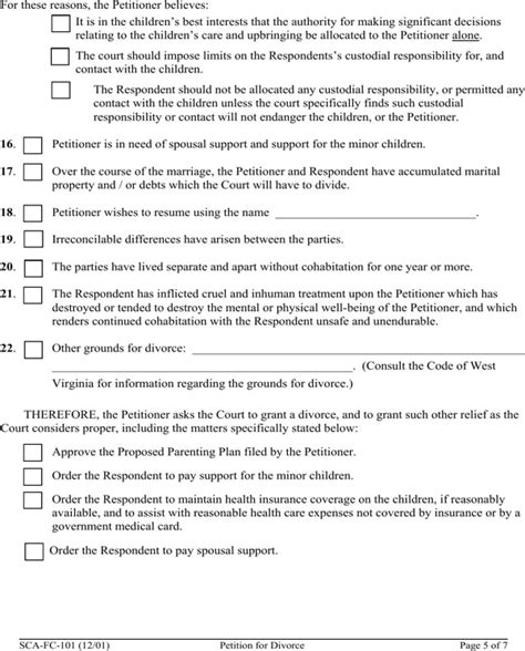 You can get a divorce in virginia without claiming that your spouse is at fault if: Download West Virginia Petition for Divorce Form for Free | Page 5 - FormTemplate