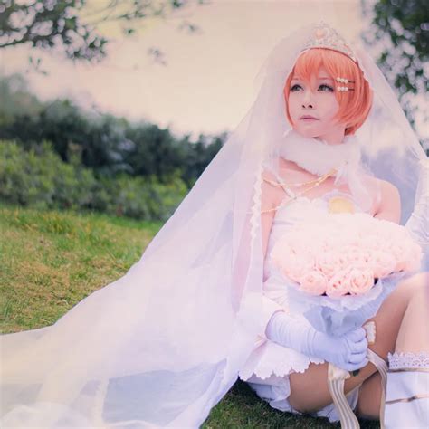 Love Live Rin Hoshizora Cosplay School Idol Project White Satin Wedding Dress Costume Japanese