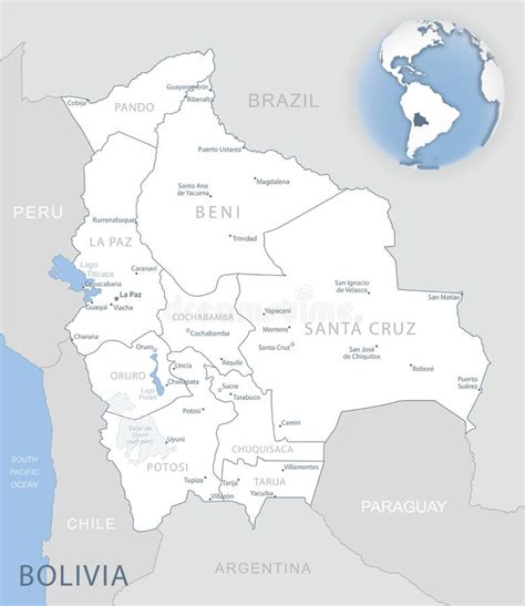 Mapa Detallado De Las Divisiones Administrativas Y Ubicaci N De Bolivia